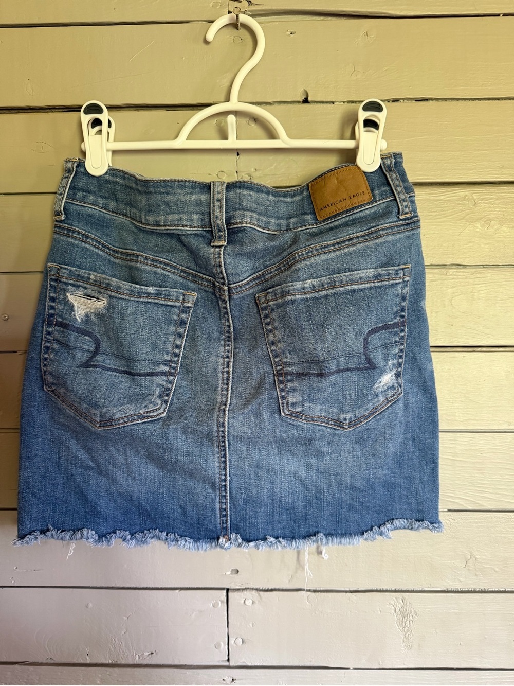 American Eagle Outfitters Distressed Blue Denim Mini Skirt - Picture 2 of 3